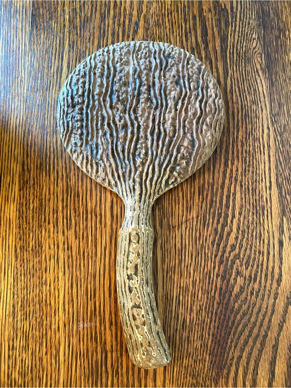 Vintage Faux Bois Hand Mirror Vanity Mirror